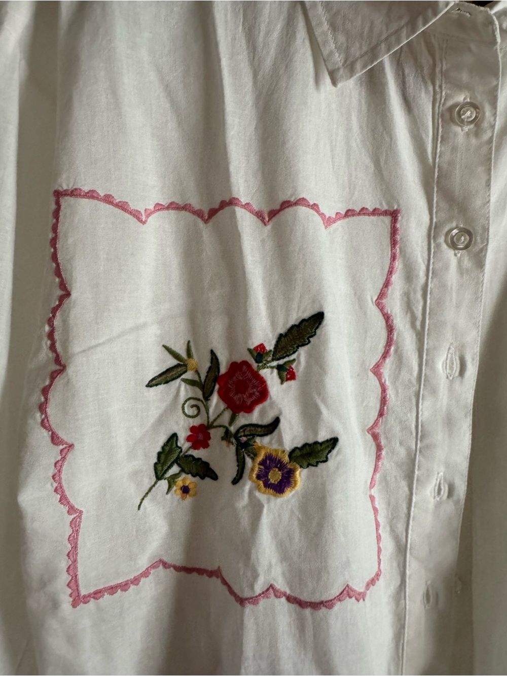 NWT NATURAL LIFE Barcelona Embroidered Cotton Button-Down Shirt - Picture 6 of 9